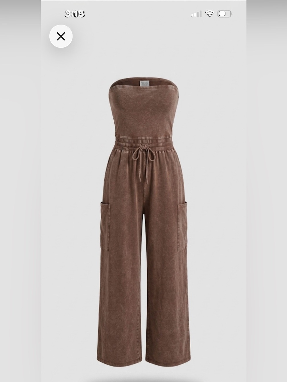 Double Zero Mineral Wash Strapless Tube Top Cargo Wide Leg Jumpsuit Small - NWOT